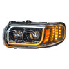 High Power LED "Blackout" Headlight With 16 LED Turn & 57 LED Bar For 2008-2024 Peterbilt 389- Driver