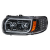 High Power LED "Blackout" Headlight With 16 LED Turn & 57 LED Bar For 2008-2024 Peterbilt 389- Driver