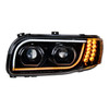 High Power LED "Blackout" Headlight With 16 LED Turn & 57 LED Bar For 2008-2024 Peterbilt 389- Driver