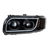 High Power LED "Blackout" Headlight With 16 LED Turn & 57 LED Bar For 2008-2024 Peterbilt 389- Driver