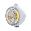 Stainless Steel Guide 682-C Headlight H4 With Amber LED & Dual Mode LED Signal-Clear Lens