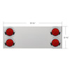 33-3/4" Stainless Rear Center Panel With Four 7 LED 4" Reflector Lights & Visors(No LP Holes)-Red LED/Red Lens