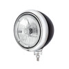 Black Guide Headlight 9007 Bulb With White LED Halo Rim