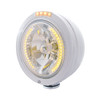 Stainless Steel Bullet Classic Headlight H4 With Amber LED & Signal - Clear Lens
