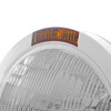 Stainless Steel Bullet Classic Headlight H6024 Bulb & Turn Signal - Amber Lens