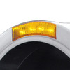 Stainless Steel Bullet Half Moon Headlight No Bulb With LED Turn Signal - Amber Lens