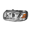 Chrome Projection Headlight With LED Turn Signal & Light Bar For 2008-2024 Peterbilt 389-Driver