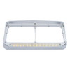 14 LED Chrome Rectangular Dual Headlight Bezel With Visor - Amber LED/Chrome Lens