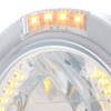 Stainless Steel Bullet Half Moon Headlight H4 With Amber LED & Signal - Clear Lens