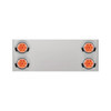 33-3/4" Stainless Rear Center Panel With Four 7 LED 4" Reflector Lights&Visors(No LP Holes)-Red LED/Clear Lens