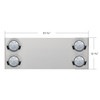 33-3/4" Stainless Rear Center Panel With Four 7 LED 4" Reflector Lights&Visors(No LP Holes)-Red LED/Clear Lens