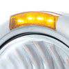 Stainless Steel Classic Half Moon Headlight H4 With LED Turn Signal - Amber LED/Lens