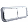 14 LED Chrome Rectangular Dual Headlight Bezel - Amber LED/Clear Lens