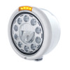 Stainless Classic Half Moon Headlight 11 LED Bulb & Dual Mode LED Signal-Amber Lens