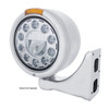 Stainless Classic Half Moon Headlight 11 LED Bulb & Dual Mode LED Signal-Amber Lens