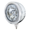 Stainless Bullet Embossed Stripe Headlight Housing With 34 White LED Crystal Halogen Headlight