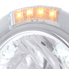 Stainless Steel Bullet Half Moon Headlight H4 With White LED & Signal - Clear Lens
