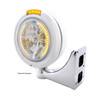 Stainless Steel Classic Headlight H4 With 34 Amber LED & Dual Mode LED Signal - Amber Lens