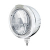 Stainless Steel Classic Embossed Stripe Headlight 5 LED Bulb & Dual Mode LED Signal-Clear Lens