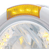 Stainless Steel Classic Half Moon Headlight H4 With Amber LED & Dual Mode LED Signal-Amber Lens
