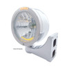 Stainless Steel Bullet Half Moon Headlight H4 With 10 Amber LED & Dual Mode LED Signal-Clear Lens