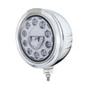 Stainless Steel Bullet Embossed Stripe Headlight 11 LED Bulb & Dual Mode LED Signal-Clear Lens