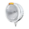 Stainless Steel Classic Embossed Stripe Headlight 6014 & Dual Mode LED Signal - Amber Lens