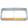 Rectangular Dual Headlight Bezel With Visor And LED Sequential Light Bar (Driver) - Amber LED/Amber Lens