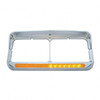 Rectangular Dual Headlight Bezel With Visor And LED Sequential Light Bar (Driver) - Amber LED/Amber Lens