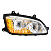 Chrome LED Headlight With LED Turn Signal & LED Position Light Bar For 2008-2017 Kenworth T660 - Passenger