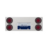 33-3/4" Stainless Rear Center Panel With 4X 13 LED 4" Abyss Lights & Grommets - Red LED/Red Lens