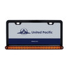 Black License Plate Frame With 19 LED 12" Reflector Light Bar - Amber LED/Amber Lens