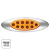 10 LED Oval Double Fury Light With Clear Lens & Chrome Bezel (Clearance/Marker) - Amber & Blue LED/Clear Lens