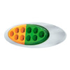 10 LED Oval Double Fury Light With Clear Lens & Chrome Bezel (Clearance/Marker) - Amber & Green LED/Clear Lens