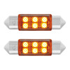 6 SMD High Power Micro LED 6418/6461-36mm Dome Light Bulb - Amber (2-Pack)