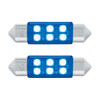 6 SMD High Power Micro LED 6418/6461-36mm Dome Light Bulb - Blue (2-Pack)