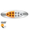10 LED Oval Double Fury Light With Clear Lens & Chrome Bezel (Clearance/Marker) - Amber & White LED/Clear Lens
