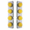 SS Front Air Cleaner Bracket With 8X 17 Amber LED Dual Function Reflector Lights & SS Bezels For Peterbilt-Amber Lens