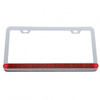 Chrome License Plate Frame With 19 LED 12" Reflector Light Bar - Red LED/Red Lens