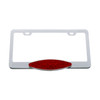 Chrome License Plate Frame With 10 LED Cats Eye Light - Red LED/Red Lens