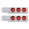 2.5" Bolt Pattern Chrome Spring Loaded Bar W/6X 4" 16 LED Turbine Lights & Visors - Red LED/Red Lens (Pair)