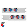 3-3/4" Bolt Pattern SS Spring Loaded Light Bar With 6X Double Fury 19 LED Lights & Visors-Red & Blue(Pair)
