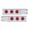 3-3/4" Bolt Pattern Deluxe SS Spring Loaded Bar W/6X 10 LED 4" Lights & Visors -Red LED & Lens (Pair)