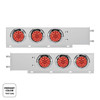 3-3/4" Bolt Pattern SS Spring Loaded Light Bar With 6X Double Fury 19 LED Lights & Visors-Red & White(Pair)