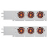 2.5" Bolt Pattern SS Spring Loaded Bar With 6X 4" 13 LED Abyss Lights & Visors - Red LED/Clear Lens (Pair)