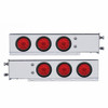 3-3/4" Bolt Pattern Deluxe SS Spring Loaded Bar W/6X 10 LED 4" Lights -Red LED & Lens (Pair)