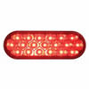 Stainless Top Mud Flap Plate With 3X 19 LED 6" Oval Lights & Grommets - Red LED/Red Lens (Each)