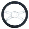18" Crystal Stitched Leather Steering Wheel Cover - Blue Stitching