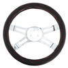 18" Crystal Stitched Leather Steering Wheel Cover - Red Stitching