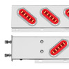3-3/4" Bolt Pattern SS Spring Loaded Bar With 6X 22 Red LED 6" Oval GloLight & Visor -Clear Lens (Pair)